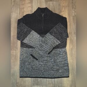 JB Holt Men's Half-Zip Colorblock Knit Sweater Front Pocket Size M- Black & Gray